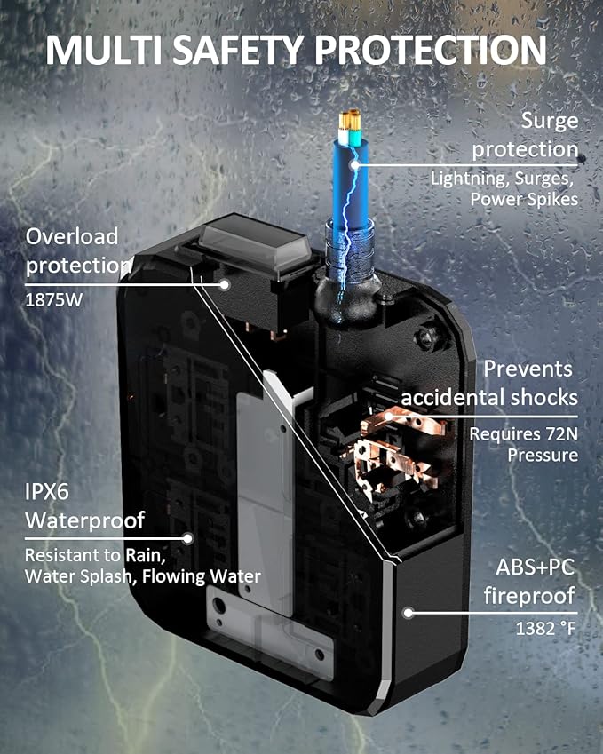 Outdoor Power Strip Weatherproof, Waterproof Surge Protector with 4 Wide Outlet with 3 USB Ports, 10FT Extension Cord,1875W Overload Protection,Outlet Extender for Christmas Lights ETL Listed Black