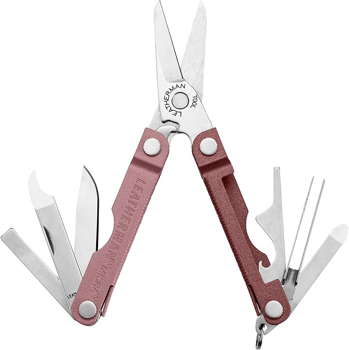 LEATHERMAN, Micra, Keychain Multi-tool with Grooming Tools, Mini Pocketknife for Everyday Carry (EDC), Hobbies & Outdoors, Built in the USA, Heathered Blush