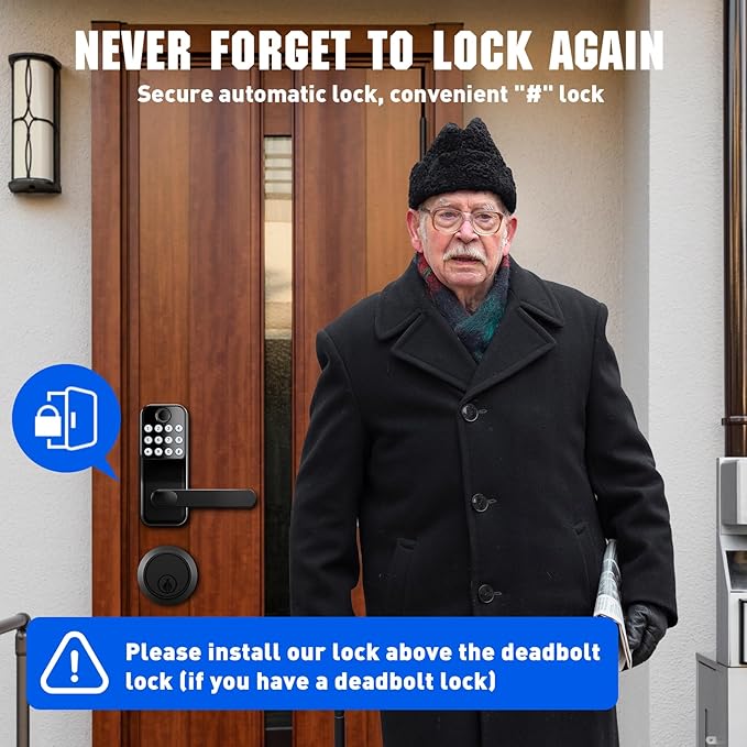 Smart Door Lock Keyless Entry with Gateway - Wi-Fi Keypad - Alexa Voice Control