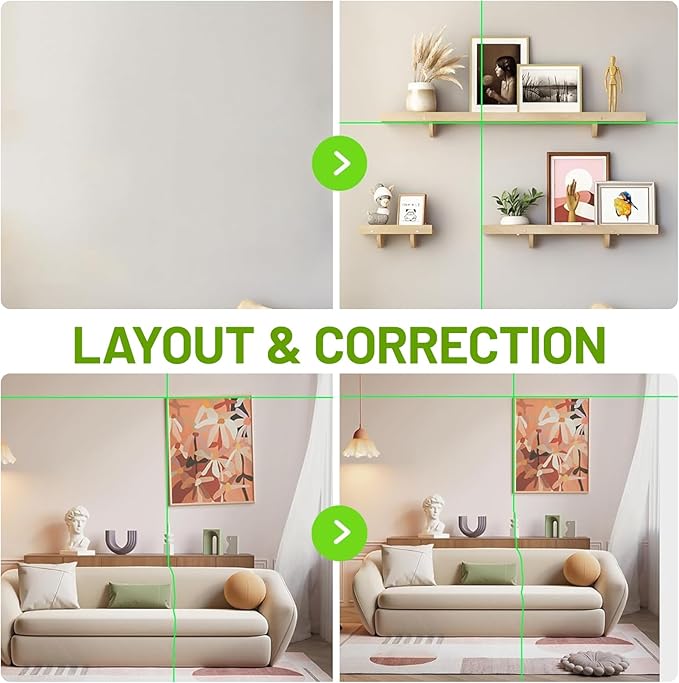 Laser Level with Tripod, Huepar 100Ft Self Leveling Green Cross Line DIY Laser Leveler Tool for Picture Hanging Floor Tile Wall Home Renovation, Gift for Him Father Husband Boyfriend (25.6in Tripod)