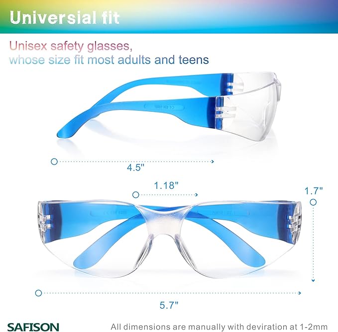 36 Pack Safety Glasses Bulk, ANSI Z87.1 Protective Eyewear, Scratch & Impact Resistant Protective Glasses with 6-Color Frames, Perfect for Construction, Nerf, Shooting and Lab