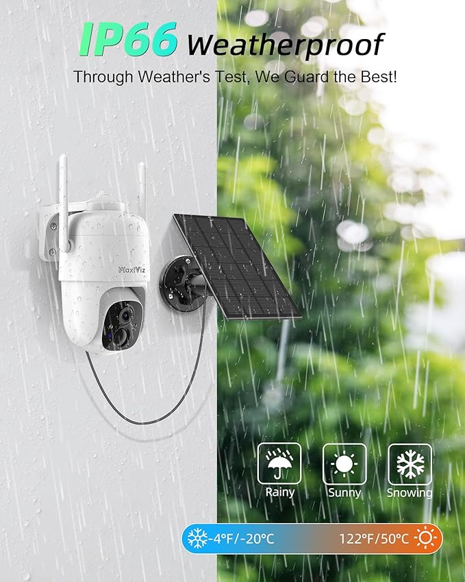 Solar Security Camera Wireless Outdoor, 360° View Qutdoor Cameras for Home Security with AI Motion Detection, 2K Color Night Vision, Two-Way Talk, IP66 Weatherproof, SD/Cloud Storage