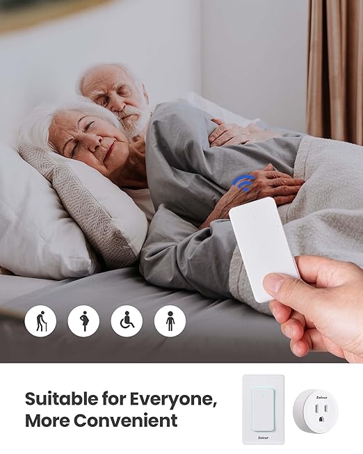 Remote Control Outlet Plug Switch, Buckle Design & Removable Wireless Light Switch, No Wiring Needed, 300 ft, 15A/1500W, Programmable, for Household Appliances