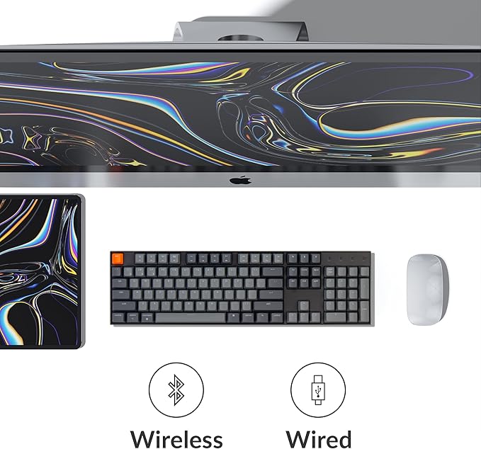 Keychron K10 Full Size Layout RGB Backlit Hot-Swappable Mechanical Gaming Keyboard for Mac Windows, Multitasking 104-Key Bluetooth Wireless/USB Wired Computer Keyboard with K Pro Brown Switch