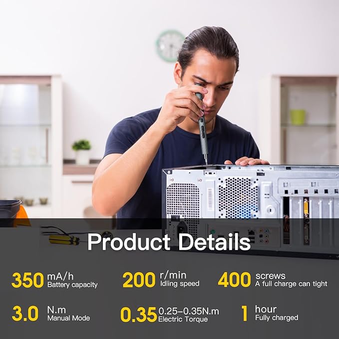 LIFEGOO Mini Electric Screwdriver Set,58 in 1 Cordless Eectric Precision Screwdriver with 50 Magnetic Bits Small Power Screwdriver Repair Tool Kit for Phone Watch Camera