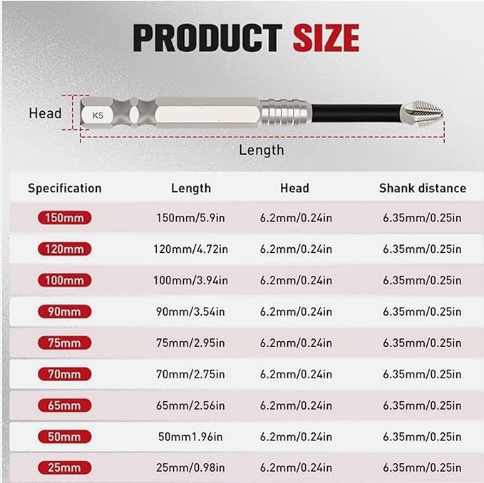 6Pcs High Magnetic Screwdriver Drill Bit Set, Strong Magnetic Durability Screwdriver Drill Bit Set, Magnetic Electric Screwdriver Set, Electric Precision Screwdriver Set, 25 50 65 70 90 150mm