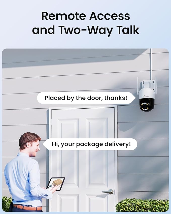 5MP Wireless Security Camera System Wi-Fi 6, Color Night Vision, 355° Pan 95° Tilt, Light & Siren Alarm, Human Vehicle Detection, Two-Way Audio for Indoor Outdoor,8CH NVR 128GB Local Storage