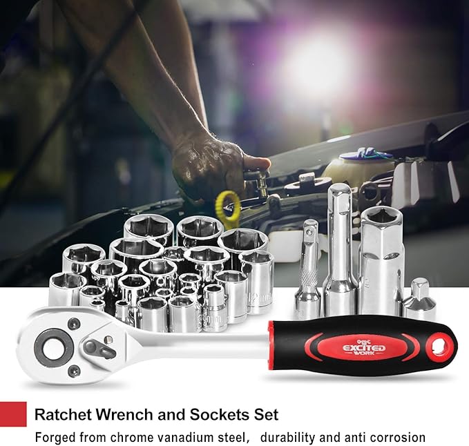 198 Piece Household Tool Set,General Home/Auto Repair Hand Tool Kit with Hammer, Pliers, Wrenches, Sockets and Toolbox Storage Case