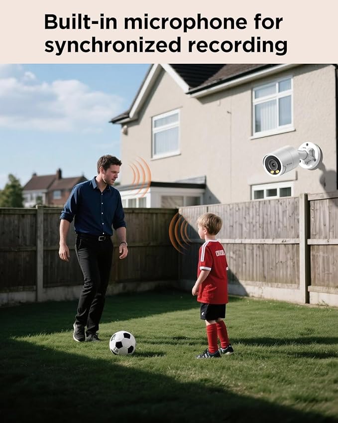 Security Camera System PoE, 8X 4MP Wired Bullet IP Cameras Outdoor Built-in Microphone, AI Human Vehicle Detection, 5MP 8CH NVR with 2TB HDD, Smart Color Night Vision, PB38F0808-4MD