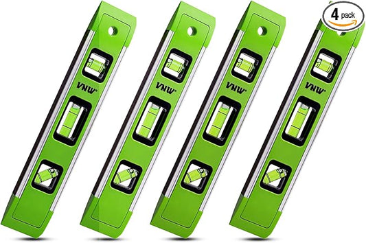 9 Inch Torpedo Level, Magnetic Bubble Level with 45°/90°/180° Bubble Vials, Shock Resistant Leveler Tool for Measuring (4)