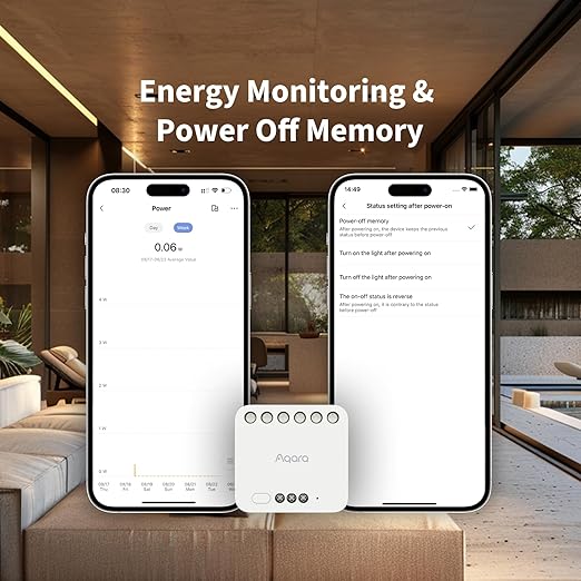 Aqara Dual Relay Module T2,Smart Relay Switch Dry Contact Mode for Garage Doors and Boilers,Light Switch Roller Shade Switch,Supports Homekit and Alexa,Requires a Neutral Line and Aqara Zigbee 3.0 Hub