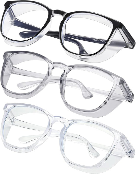 Safety glasses Goggles Nurses Protective Eyewear - Anti Fog Square Frame Stylish Clear Glasses for Women Men