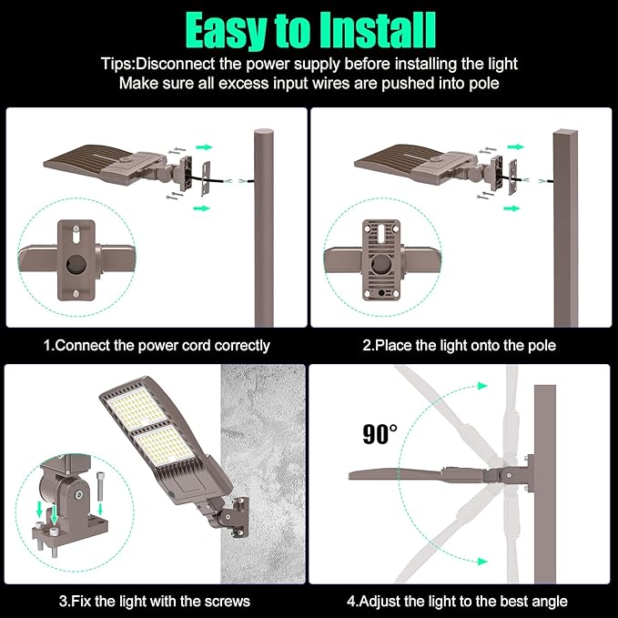 BBESTLED 320W LED Parking Lot Light Outdoor Wall Mount, UL DLC Listed IP65 5000K Commercial Area 100-277VAC Input, Parking Light Pole Fixtures, Arm Mount LED Light 44800LM