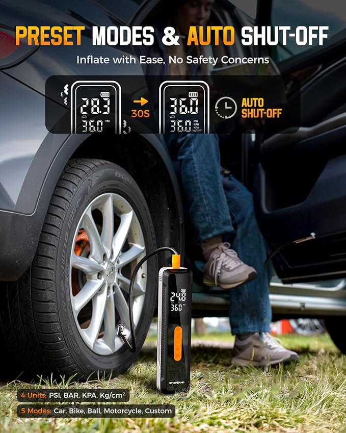Neverland Tire Inflator Portable Air Compressor, 20000mah 150PSI Portable Tire Inflator for Car, Bicycles, Motocycles, Balls