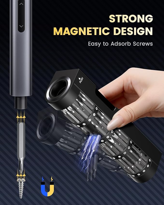 Electric Screwdriver Set, UF-TOOLS Rechargeable Cordless Screwdriver Kit, Precision Repair Tool Kit with Bits, LED Lights, Charging Cable, Carrying Case, for Watches, Phones, Glasses