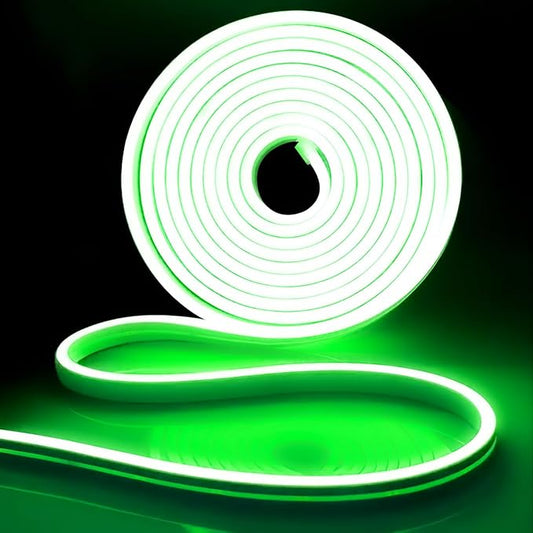iNextStation 12V Green LED Strip Lights 16.4FT, Flexible Silicone Neon Rope Light, Waterproof, Cuttable, Dimmable & Linkable, for Cabinet, Ceiling, Wall, Bedroom, Kitchen, Garage (No Adapter)