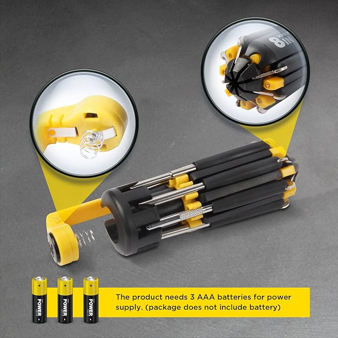 8 in 1 Screwdriver with Flashlight, Multi Functional 8 in 1 Screwdrivers Tool Set with Worklight for Household, Auto