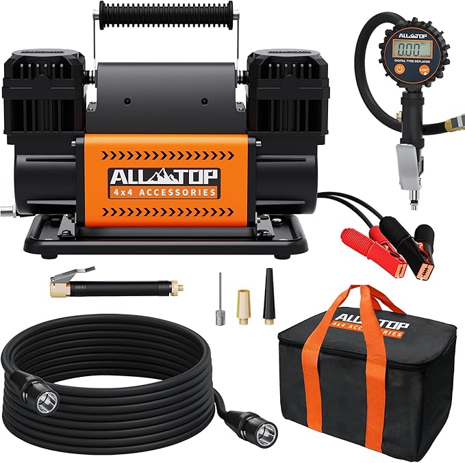 ALL-TOP Dual Cylinder Air Compressor with Digital Pressure Gauge Tire Inflator Kit, 12V Portable Inflator 12.35ft³/Min, Offroad Air Pump for Truck Tires, Heavy Duty Max 150 PSI for 4x4 Vehicle & RV