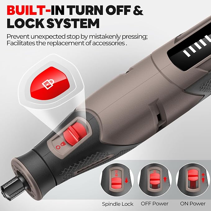 Rotary Tool Kit - 4V Power Rotary Tools, PHALANX Rotary Tool 80PCS Accessories 4000mAh Li-Ion Battery, 9 Speed Adjustment Multi-Purpose Engraver Tool for Wood Cutting Sanding Light-Duty DIY Crafting