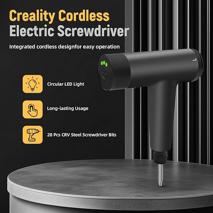 T-shaped Cordless Electric Screwdriver, Easy Pressing Adjustable Torque DIY Grade Rechargeable Battery Power Source