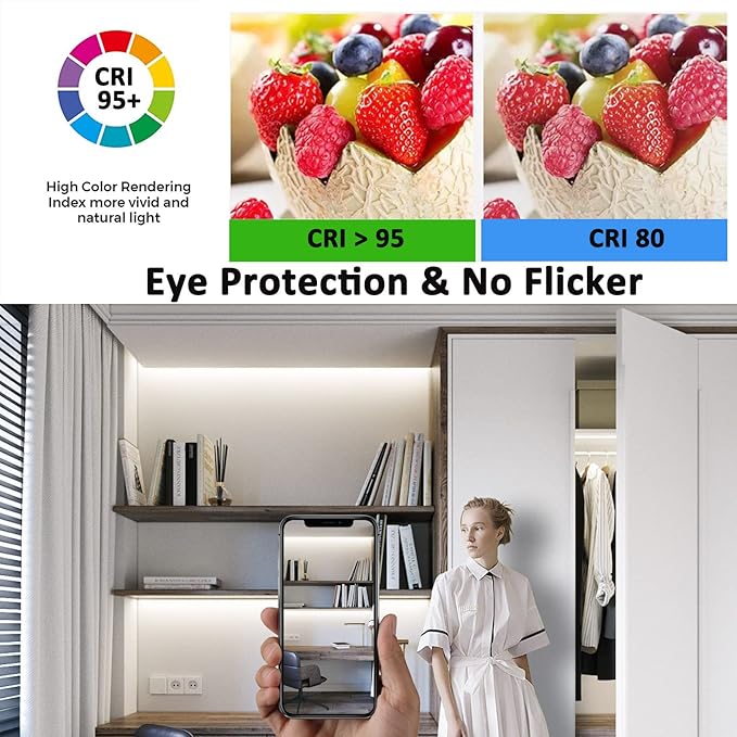 JOYLIT 24V COB LED Strip 16.4ft Dual Row IP65 Waterproof 1005lm/ft Ultra Bright CRI 95+, UL Premium 5000K Day White 125W 960LEDs/M High Density Adhesive Tape Light for Commercial, Industrial, Home