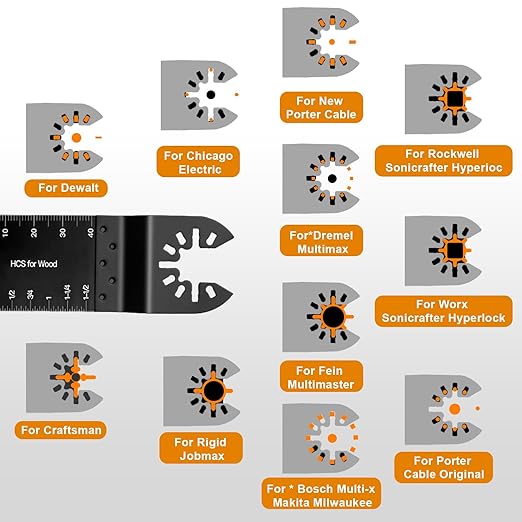 50 Pack Oscillating Tool Blade - Universal Titanium Multitool Blades, Oscillating Saw Blades for Wood Plastics Metal, Multi Tool Blades Kits Fit Dewalt Ryobi Bosch Milwaukee & More