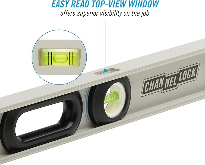 CHANNELLOCK 24-Inch, Professional-Grade Aluminum I-Beam Level with 3 Vials, 5100-0024