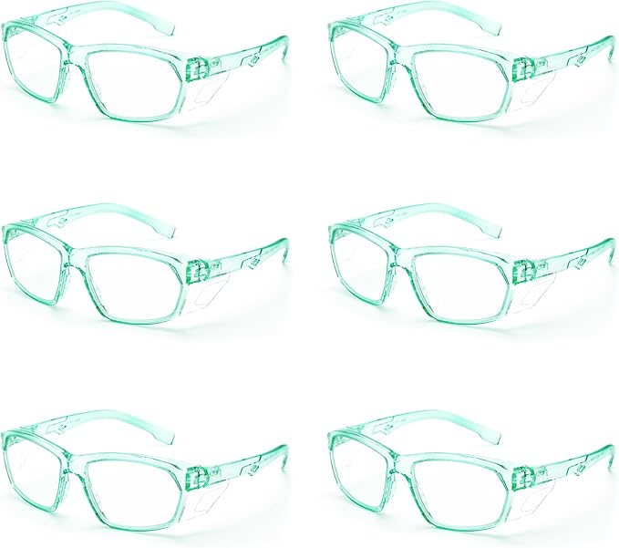 ProtectX Stylish Anti-Fog & Scratch-Resistant Safety Glasses, UV Protection Goggles, Anti-Impact Lightweight Glasses for Men＆Women Jade Clear - 6 Pack