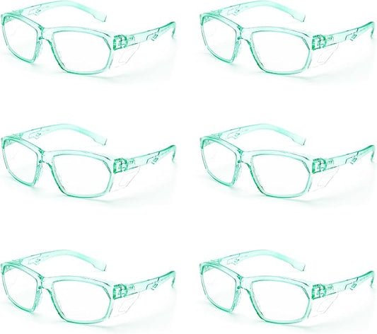 ProtectX Stylish Anti-Fog & Scratch-Resistant Safety Glasses, UV Protection Goggles, Anti-Impact Lightweight Glasses for Men＆Women Jade Clear - 6 Pack