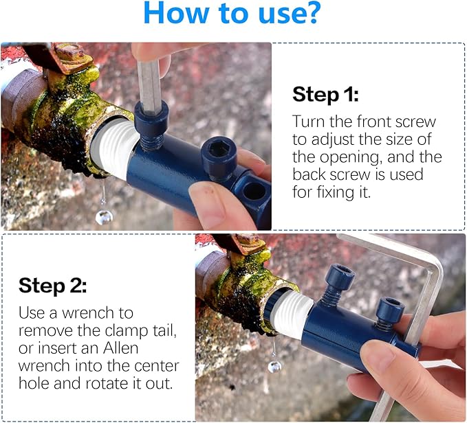 Broken Pipe Extractor Tool - Broken Faucet Removal Tool for 1/2", 3/4", 1" Pipes | Removes Rusted/Damaged Faucet Bolts & Pipe Threads (Blue)