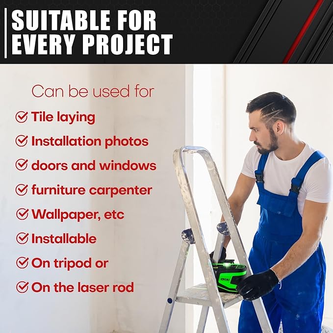 5 Line Laser Level,100ft Self-Leveling Green Laser Level,Cross Line Laser,Vertical and horizontal lines,Rotates 360 Degrees,Include Magnetic Pivoting Base, Portable Bag, Laser Target Plate,Batteries