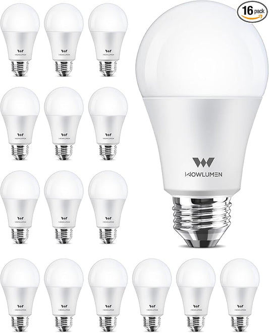 A19 LED Light Bulb,9W E26 Light Bulbs(60 Watt/80 Watt Equivalent),5000K Daylight,Non-Dimmable,800LM Standard Base for Bedroom, Kitchen, Living Room, Office,UL Listed,16 Packs