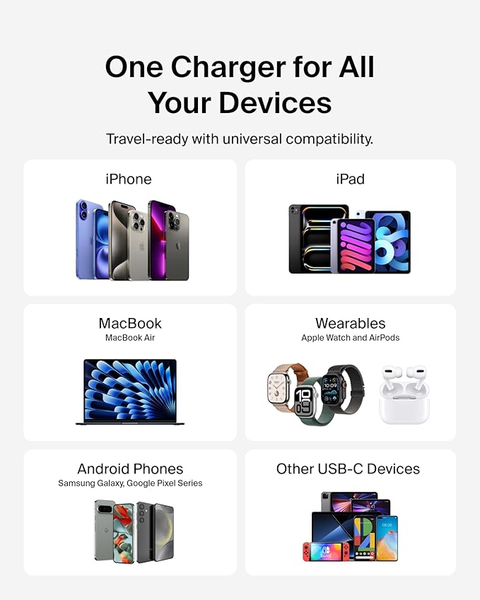 Belkin 42W Dual Port Charger Block, USB-C + USB-A Charger Super Fast Charging - Samsung Galaxy S25, Apple iPhone 16, 15, 14, 13, Pro, Pro Max, iPad, AirPods, Nintendo Switch 2 & More - White