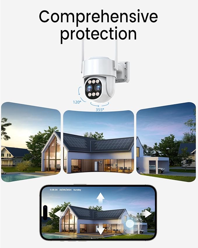 4K Security Camera System Outdoor Wireless, Dual Lens 8MP 4 Cameras 10X Hybrid Zoom Auto Tracking, Indoor Home Video Surveillance CCTV 10 CH with 1TB, 100ft Color Night Vision Weatherproof