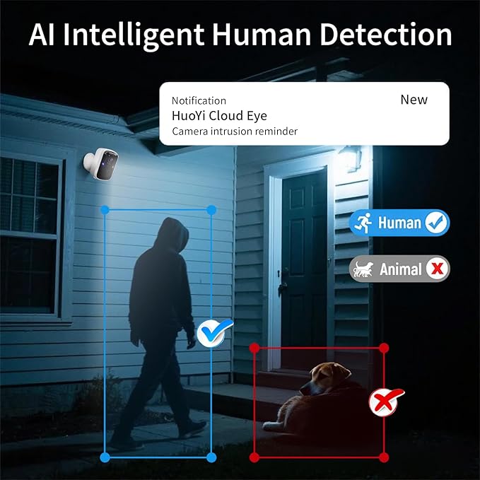 Wireless Security Cameras, 3MP WiFi Battery Powered Camera for Home Security with AI Motion Detection, 2-Way Talk, Spotlight, Siren, IP65, Cloud/Up to 256G SD Storage(64G SD Card Included)