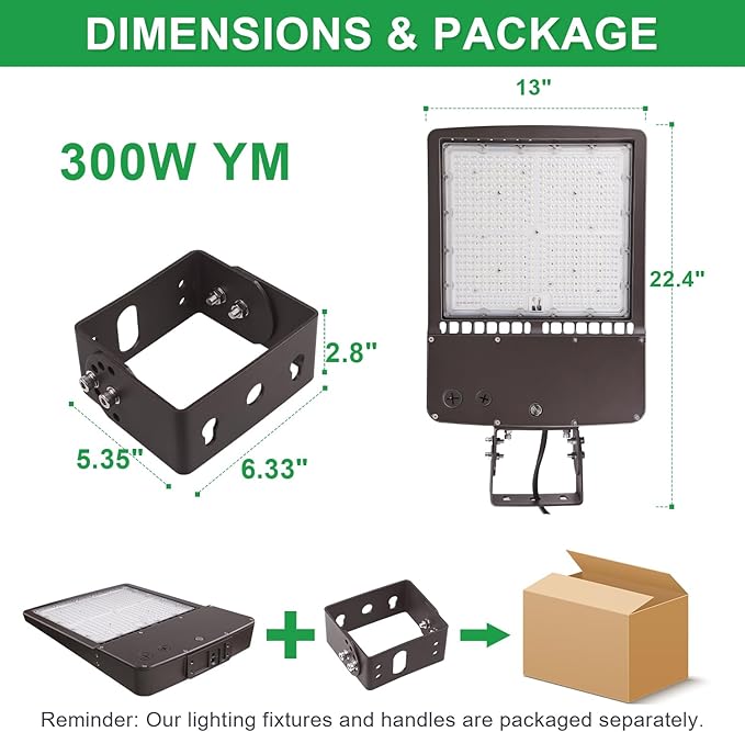 300W LED Parking Lot Light, 5700K 42000LM LED Shoebox Area Light [1000W MH/HPS Equiv.], 0-10V Dimmable Outdoor Pole Flood Lights with Yoke Mount, IP65 20KV Surge Protection AC100-277V UL&DLC Listed