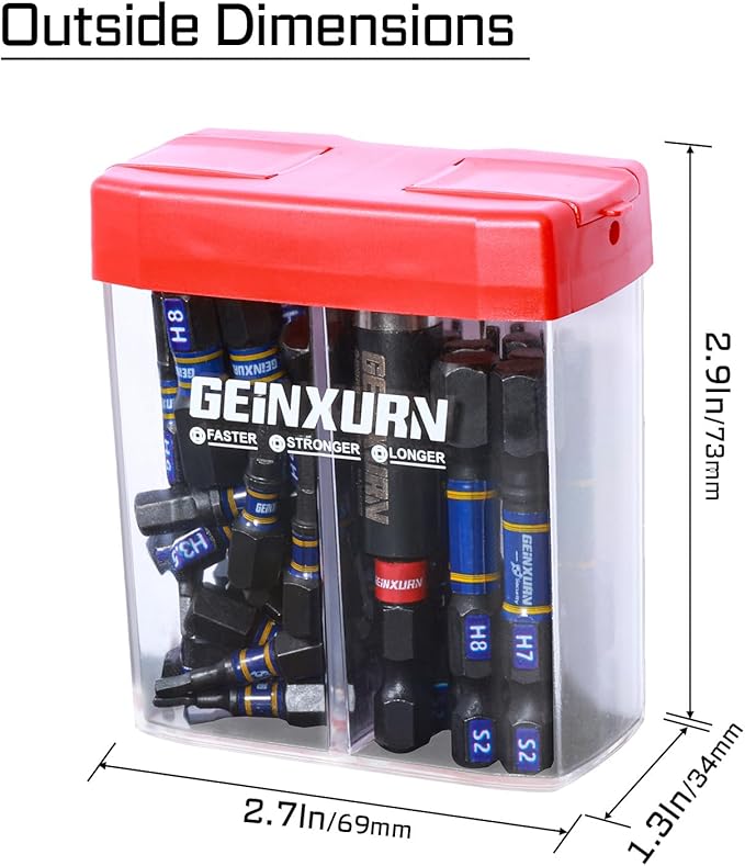 Impact Metric Hex Screwdriver Bits Set,43 Pcs(1.5mm-8mm) Magnetic 1" & 2" Long S2 Steel Multi Hex Driver Bits with Magnetic Bit Holder Storage Colorful Box