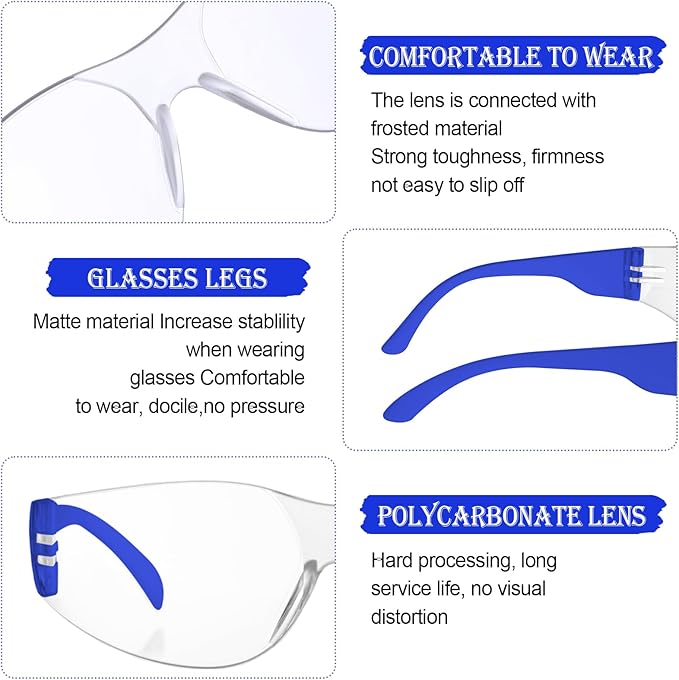 Yunsailing 100 Pack Bulk Safety Glasses Eye Protection Goggles for Women Men DIY Construction Lab