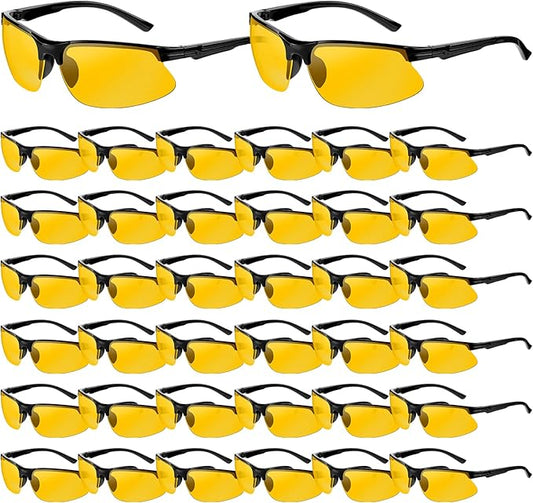 Kathfly 36 Pcs Safety Glasses Work Scratch Resistant Glasses Protective Safety Goggles Eyewear with Lens(Amber)