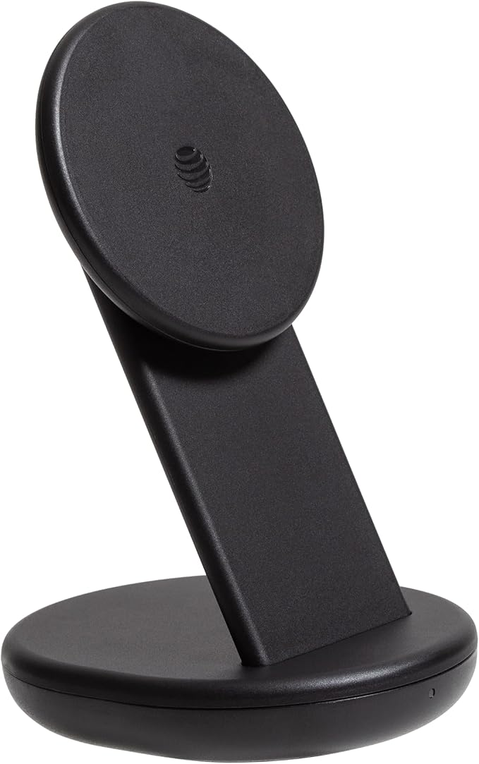 AT&T 15W Magnetic Qi Wireless Charging Stand Black Fast Charge Pad with Magnetic Alignment USB-C Power Delivery Case Friendly Compatible with iPhone Samsung Galaxy Google Pixel