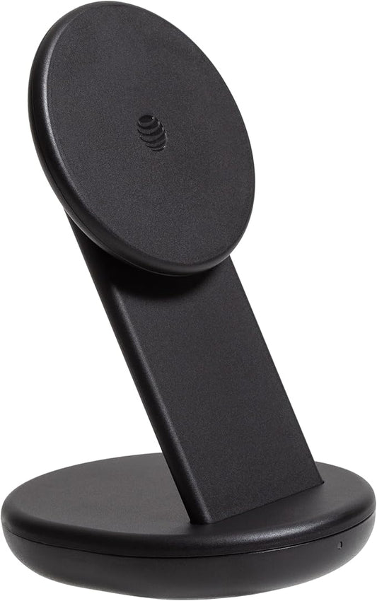 AT&T 15W Magnetic Qi Wireless Charging Stand Black Fast Charge Pad with Magnetic Alignment USB-C Power Delivery Case Friendly Compatible with iPhone Samsung Galaxy Google Pixel