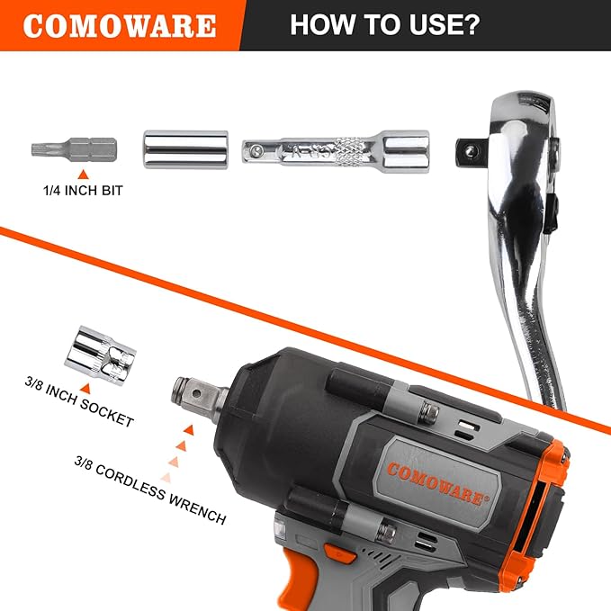 COMOWARE 69pcs Socket Set (1/4'' & 3/8''), Metric & Standard Mechanic Tool Set, Socket Wrench Sets with Extension Bar, 72T Ratchet Wrench, Ratchet Sets for Auto Repairing & Home Use