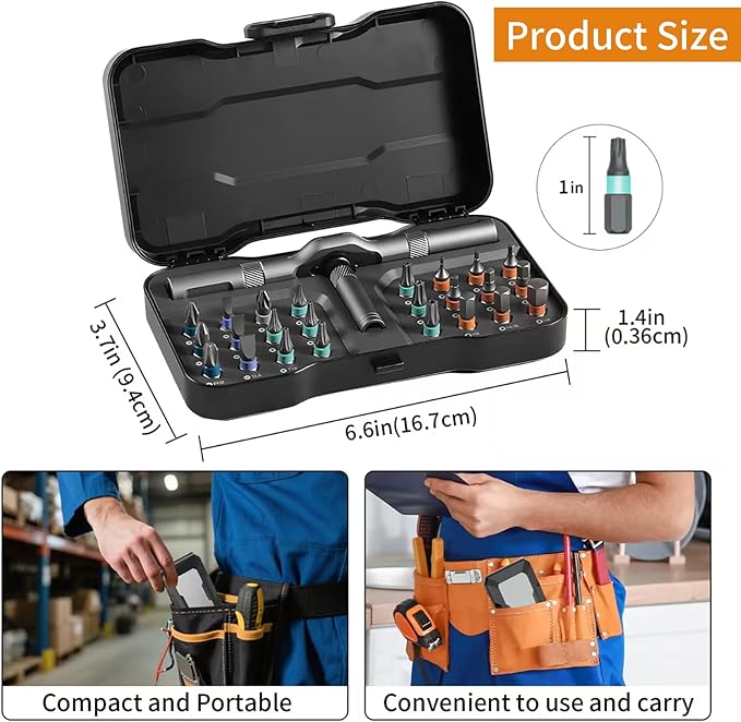24 in 1 Magnetic Ratchet Screwdriver Set, Multi Bit DIY Magnetic Screwdriver Set with Detachable Ratchet Handle, Portable Precision Repair Tool Kit for Furniture, Computer, Electronics, Bicycle