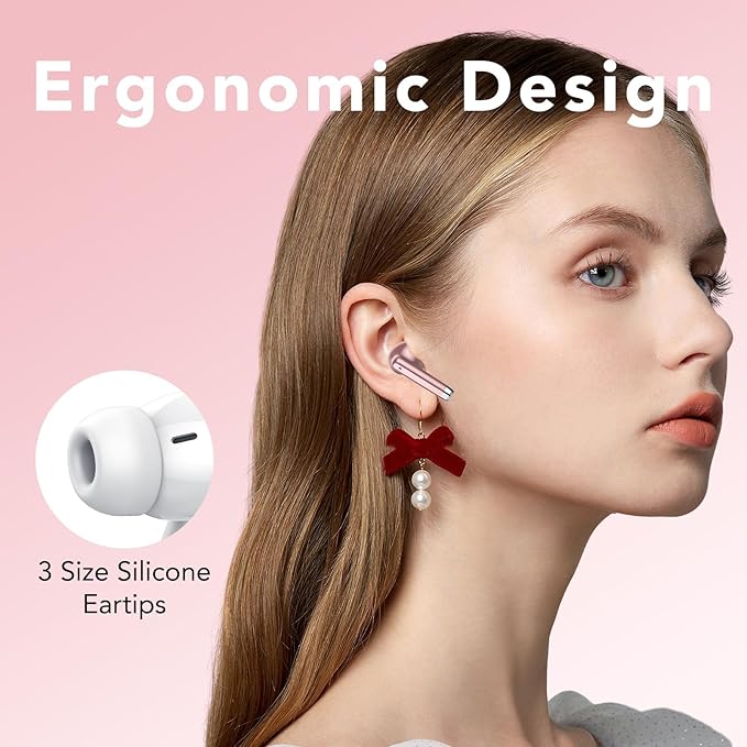 Wireless Earbuds, 2025 New Bluetooth 5.4 Headphones HiFi Stereo with 4 ENC Mic, 40H Mini Ear Buds In-Ear Noise Cancelling Earbuds with LED Screen, Ultra Light USB-C Bluetooth Earphones for Android iOS