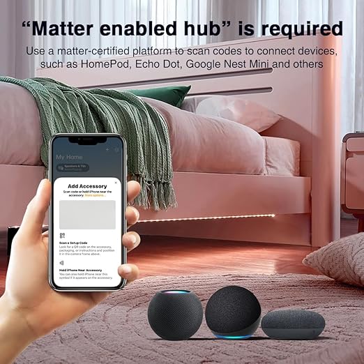 Matter RGBCCT LED Controller 20A Current Max for PWM Analog LED Strip Light APP Voice Control RGBW RGB Dimmable Work with Homekit Google Amazon Echo Alexa (Matter Hub Required)