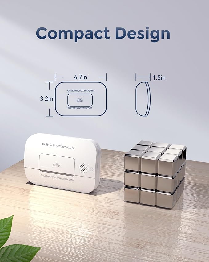 Ecoey Carbon Monoxide Detector, 10-Year CO Detector with Human Alarm Sounds and Test Button, Carbon Monoxide Alarm Replaceable Battery-Operated for House and Bedroom, FJ127, 1 Pack