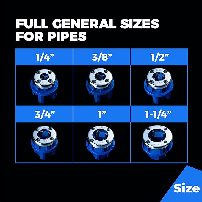 toolant Ratchet Pipe Threader Kit, NPT 1/4" - 1-1/4" Manual Ratcheting Pipe Threader, Portable Pipe Threading Tool Set with 6PCS NPT Dies, Storage Case for Galvanized Aluminum Iron Copper Pipes