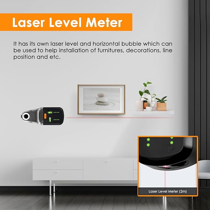 Laser Leveler Tool 4-in-1 Wall Laser Level with Line Laser, Drill Dust Collector, Electronic Vacuum Suction Cup and Wall Bracket, Rechargeable Laser Level Tool for Picture Hanging, Home Renovations