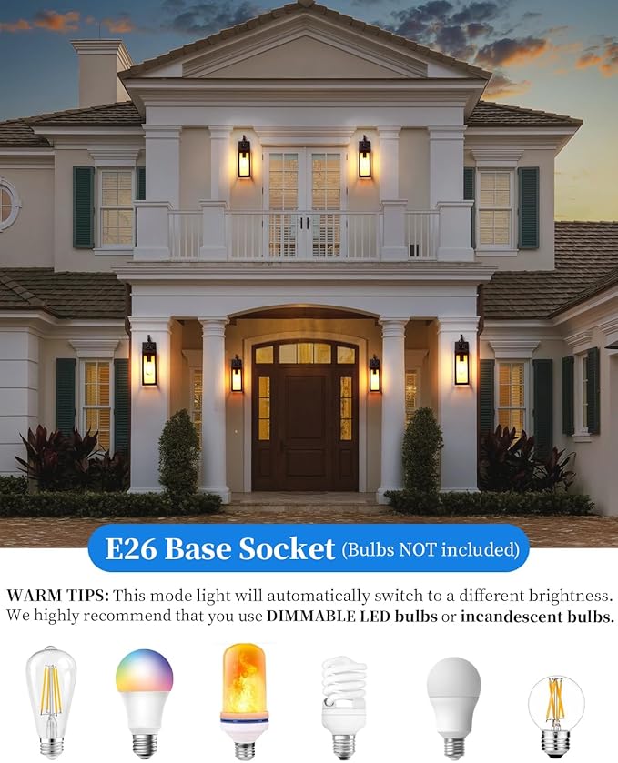 17'' Motion Sensor Outdoor Lights Wall Mount, Dusk to Dawn Exterior Light Fixture, Waterproof Anti-Rust Porch Light Outside Wall Lights for House, Brown Wall Sconce Lanterns with Clear Glass, 2 Pack