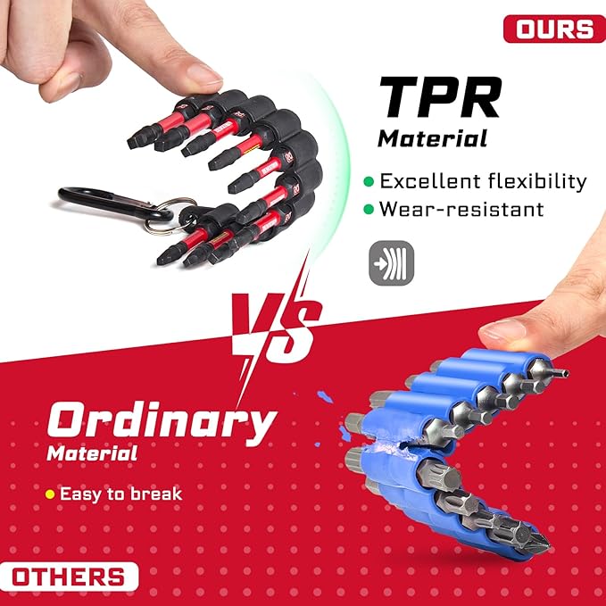 Impact Square Screwdriver Bits Set, 20 Pieces 2”Magnetic(SQ1/SQ2/SQ3) S2 Steel Multi Cross Driver Bits and 1 Pc Bit Holder with Soft Hanging Strips